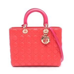 Dior Lady Leather Handbag Red Pink